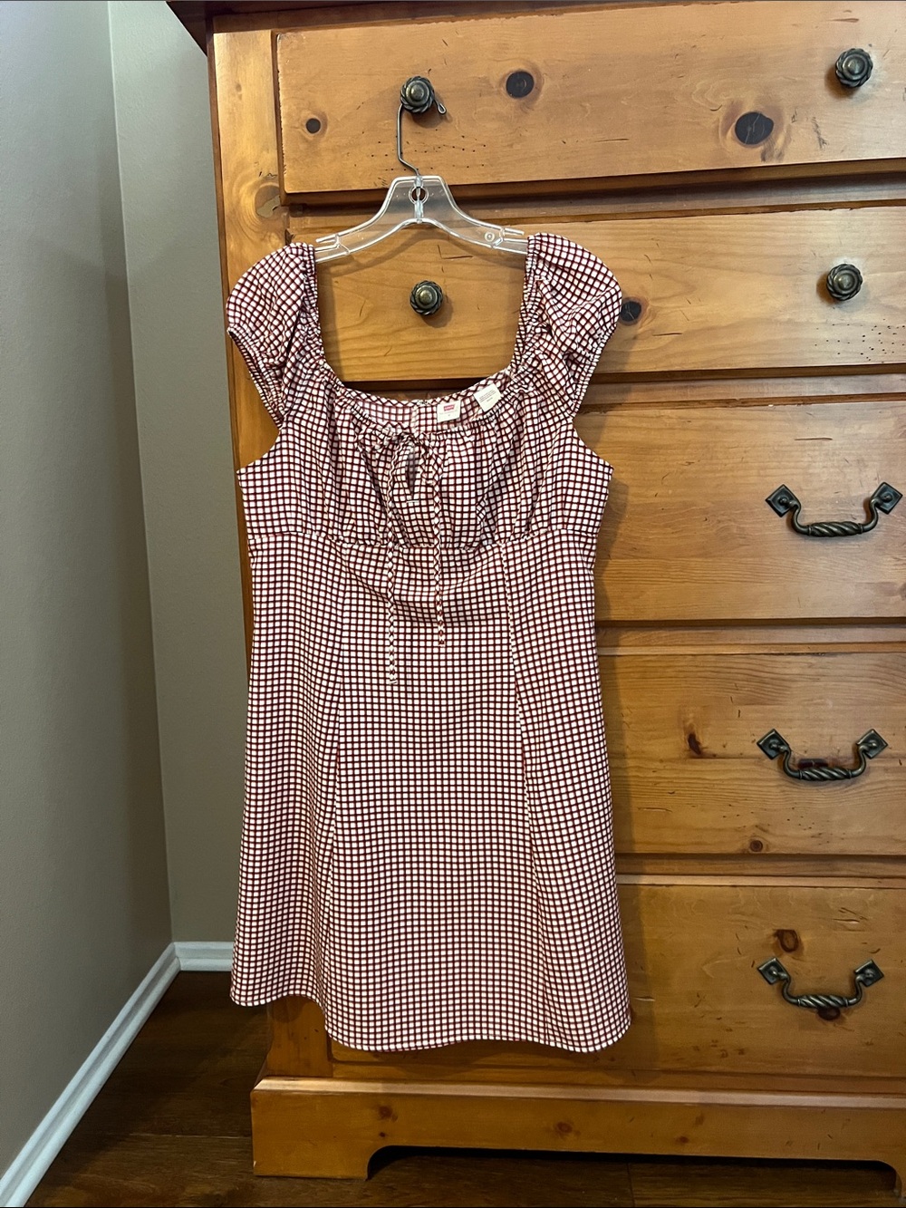 Levi's Red and White Gingham Mini Dress